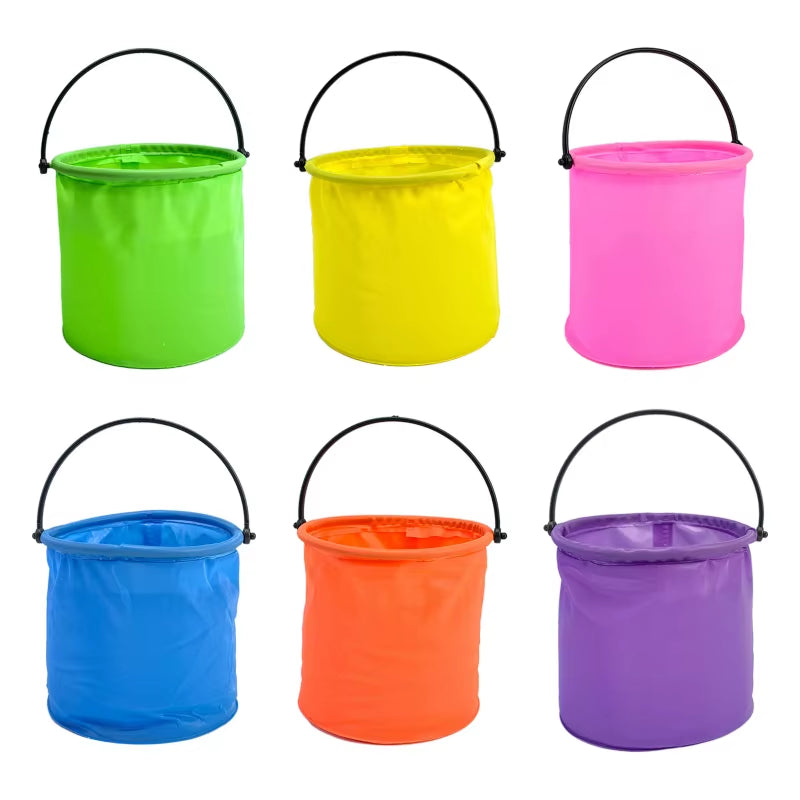 Beach Sand Bucket Toy 2Pcs Collapsible Bucket Gardening Tool Outdoor Pool Play Tool Kids Summer Water Fun Toy Birthday Gift