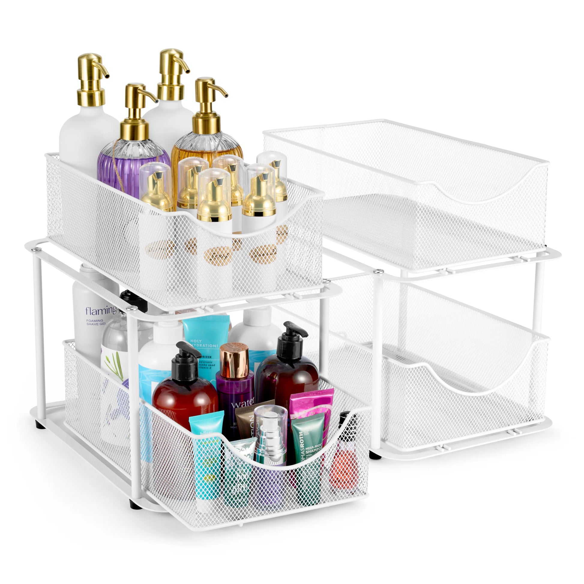2 Tier under Sink Bathroom Organizers and Storage (2 Pack) - 14" L X 9.3" W X 12.25" H