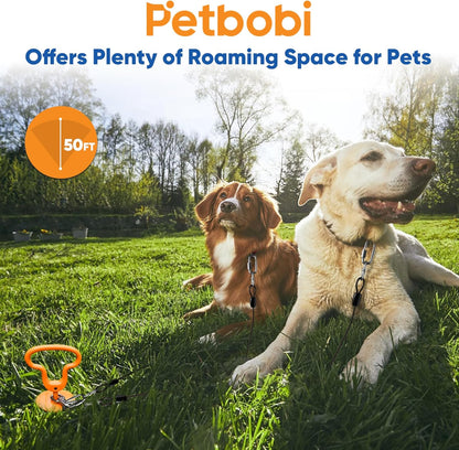 Heavy Duty Dog Tie Out Cable and Stake - 50FT Steel Wire Dog Leads for Large Dog