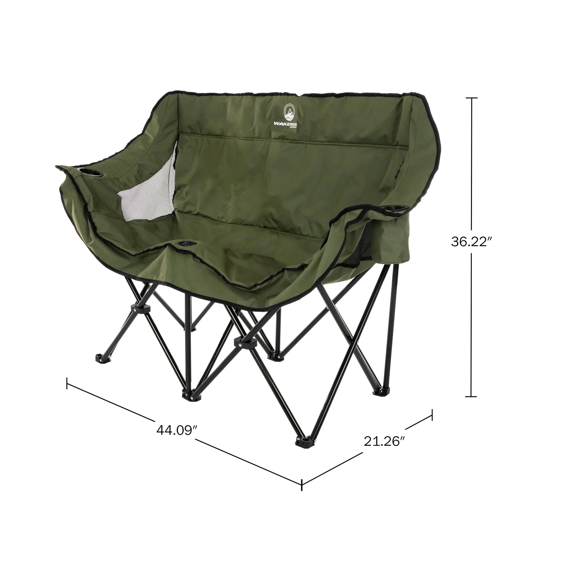 Outdoor Double Camping Chair - Camp Loveseat with Carry Bag, Olive