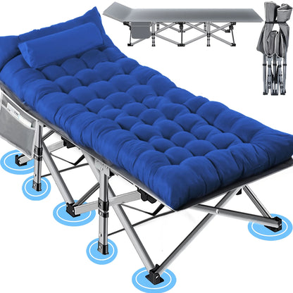 Folding Camping Cot with Pillow, 75" X 28" Heavy Duty Folding Bed Cot with Carry Bag for Traveling Camp Office