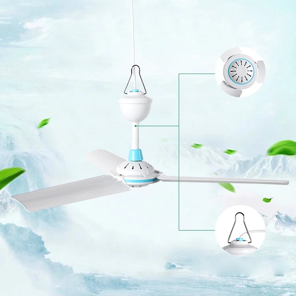 Portable Camping Fan Mini USB Tent Fan for Camping Celling Fan Outdoor Gazebo Fan Canopy Hanging Fan Battery Powered