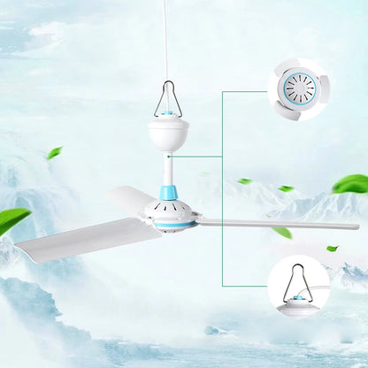 Portable Camping Fan Mini USB Tent Fan for Camping Celling Fan Outdoor Gazebo Fan Canopy Hanging Fan Battery Powered