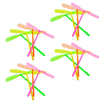 Plastic Bamboo Dragonfly Shape Hand Push Flying Propeller Outdoor Sports Game Kids Toy Gift Rotating Flying Arrow Outdoor Games