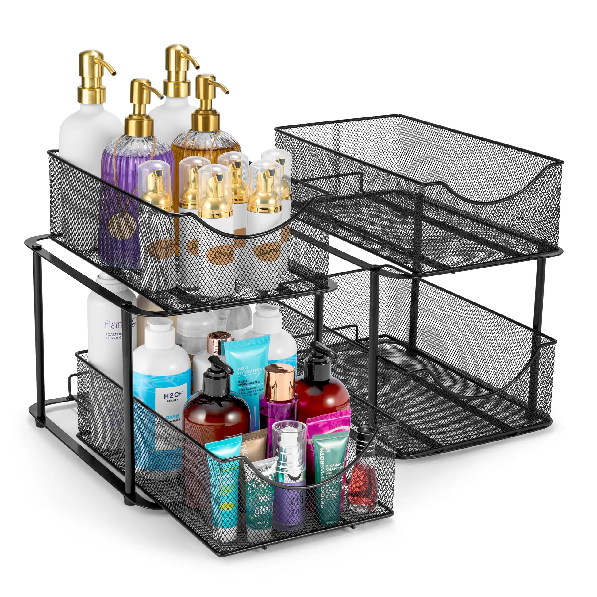 2 Tier under Sink Bathroom Organizers and Storage (2 Pack) - 14" L X 9.3" W X 12.25" H