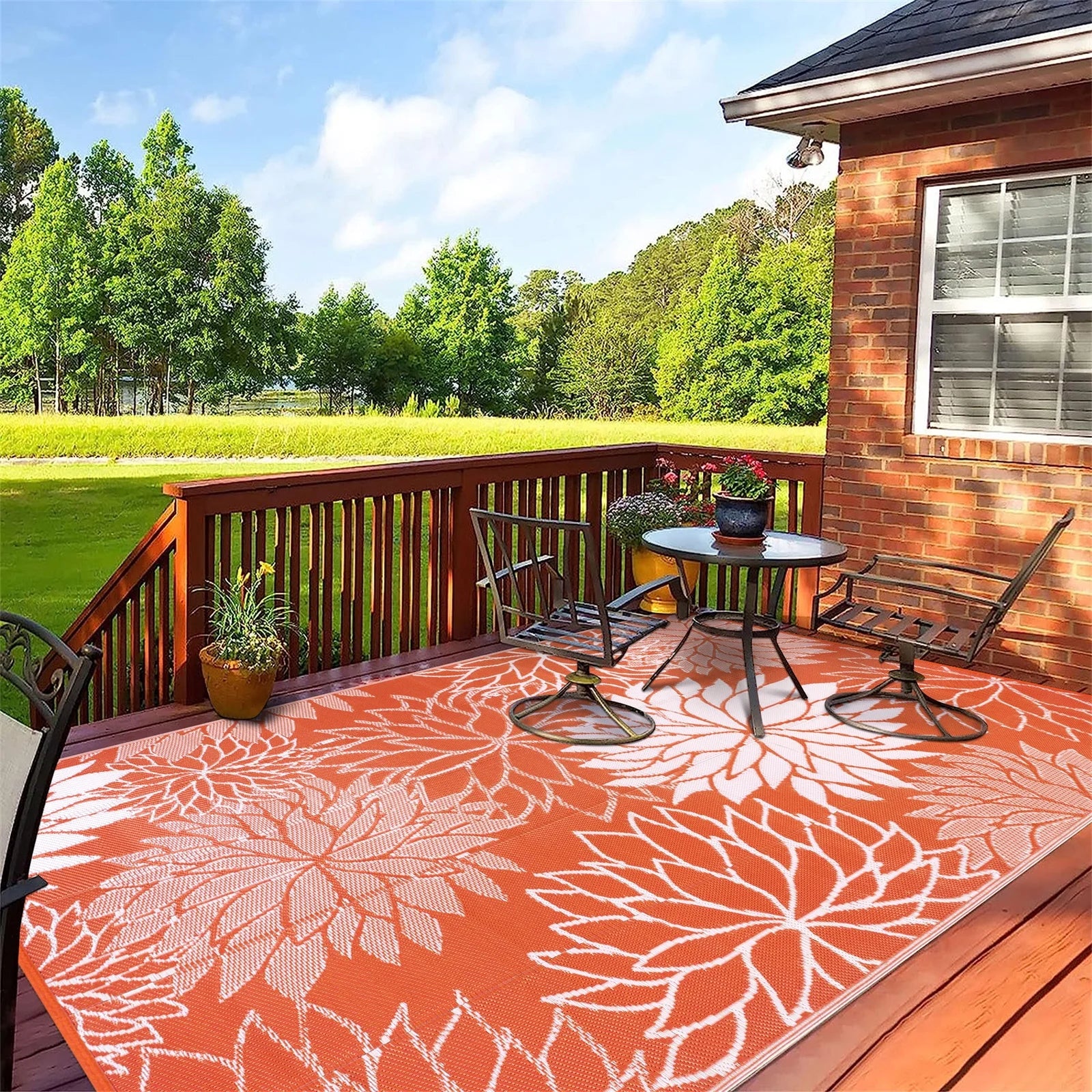 Outdoor Rugs for Patios Clearance 6'X9' Waterproof Patio Mat Plastic Straw Rug Reversible RV Camping Tent Rug outside Area Rug for RV, Patios,Deck, Beach,Balcony, Camping