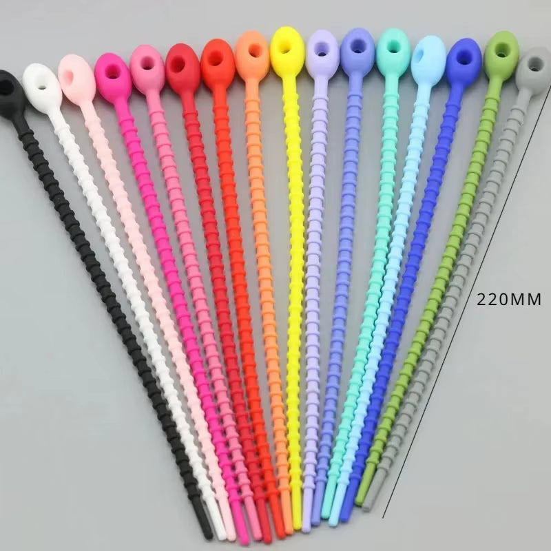 20Pcs/Lot Silicone Reusable Bag Ties Twist Wire Fasten Cable Zip Tie Headset Data Line Wire Universal Tie