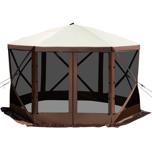 Pop-Up Camping Gazebo Camping Canopy Shelter 6 Sided 12' X 12' Sun Shade Tents & Canopies Camping & Hiking