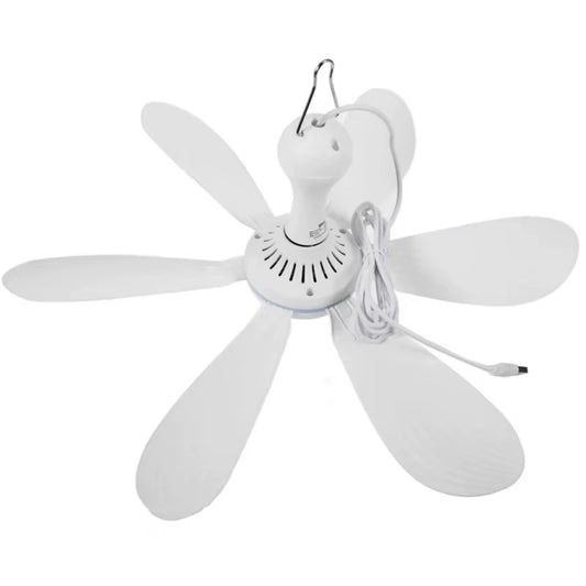 USB Fan Silent 6-Blade Ceiling Fan 4-Speed Hanging Fan for Camping Bed Camping Outdoor Hanging Camper Tents