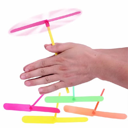 Plastic Bamboo Dragonfly Shape Hand Push Flying Propeller Outdoor Sports Game Kids Toy Gift Rotating Flying Arrow Outdoor Games