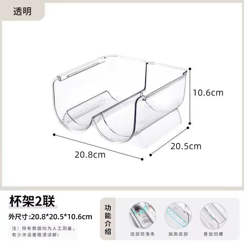 Transparent Creative Desktop Cup Rack Stackable Mug Wine Glass Holder with Umbrella Storage for Home Office Kitchen Organization