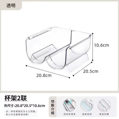 Transparent Creative Desktop Cup Rack Stackable Mug Wine Glass Holder with Umbrella Storage for Home Office Kitchen Organization