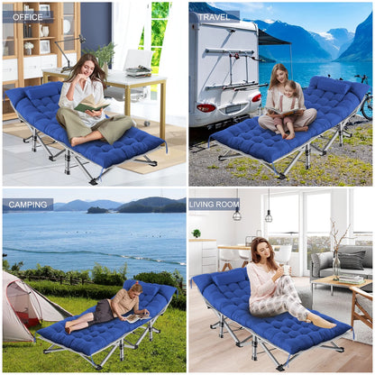 Folding Camping Cot with Pillow, 75" X 28" Heavy Duty Folding Bed Cot with Carry Bag for Traveling Camp Office